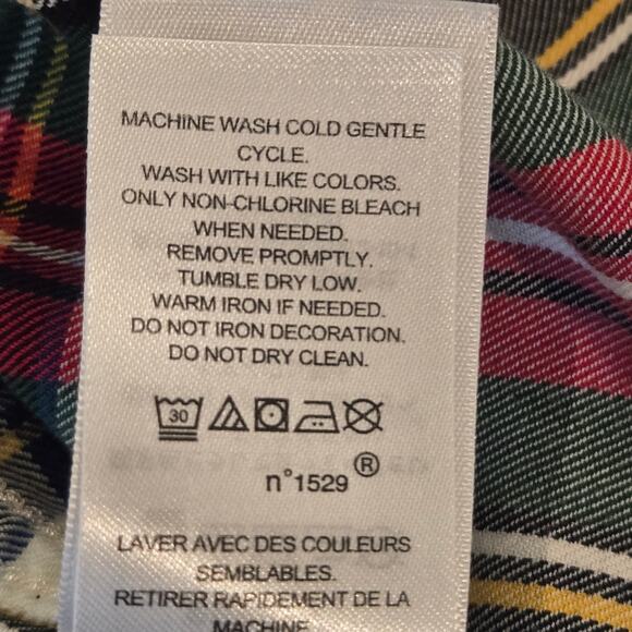 Lauren Ralph Lauren XL Rhinestone Embellished Bullion Plaid Cotton Twill Shirt - Picture 10 of 10